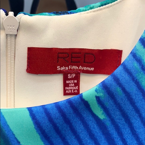 RED,, green, blue, and white midi dress. Sz: S - Picture 4 of 5